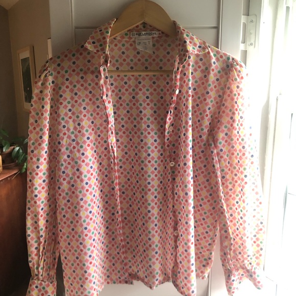 Vintage Guy Laroche 2 piece blouse. Delightful, playful pattern, 100% Cotton. - Picture 9 of 15